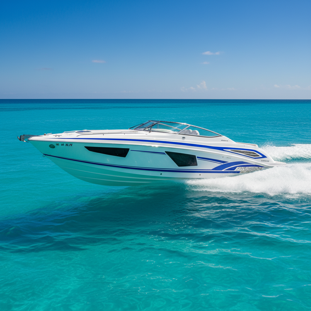 Royal Blue Stripes on Speedboat