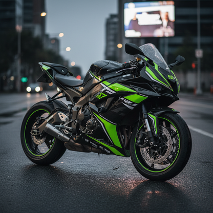 Lime Green Graphics on Sport Motorcycle