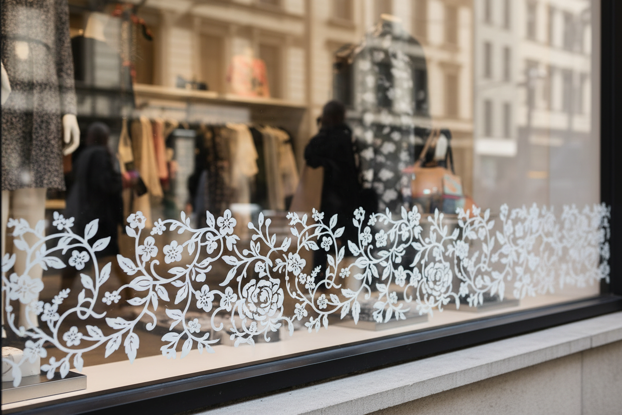 White vinyl floral border